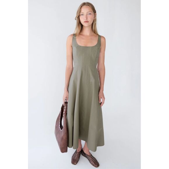 Oak & Fort Dresses & Skirts - Oak & Fort Square Neck Vetiver Green Maxi Dress Size Large